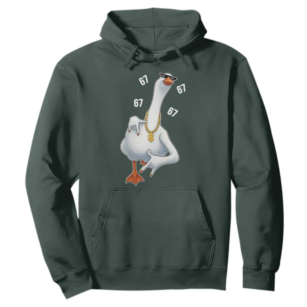 Funny 67 Cool Silly Goose Hip Hop Gangster Hoodie TS11 Dark Forest Green Print Your Wear