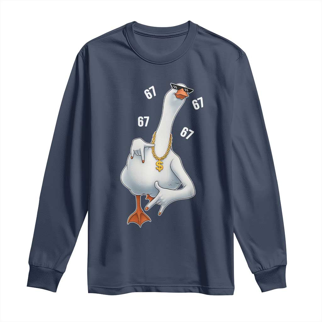 Funny 67 Cool Silly Goose Hip Hop Gangster Long Sleeve Shirt TS11 Navy Print Your Wear