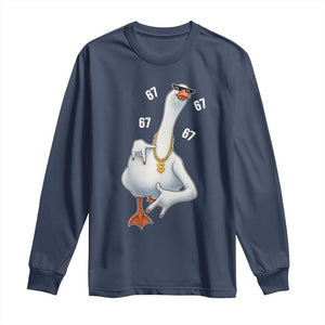 Funny 67 Cool Silly Goose Hip Hop Gangster Long Sleeve Shirt TS11 Navy Print Your Wear