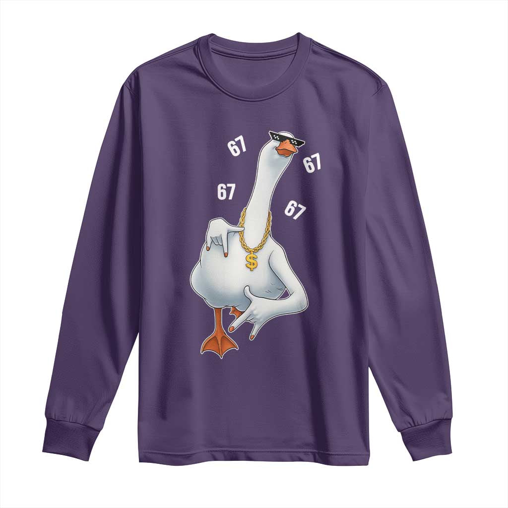 Funny 67 Cool Silly Goose Hip Hop Gangster Long Sleeve Shirt TS11 Purple Print Your Wear