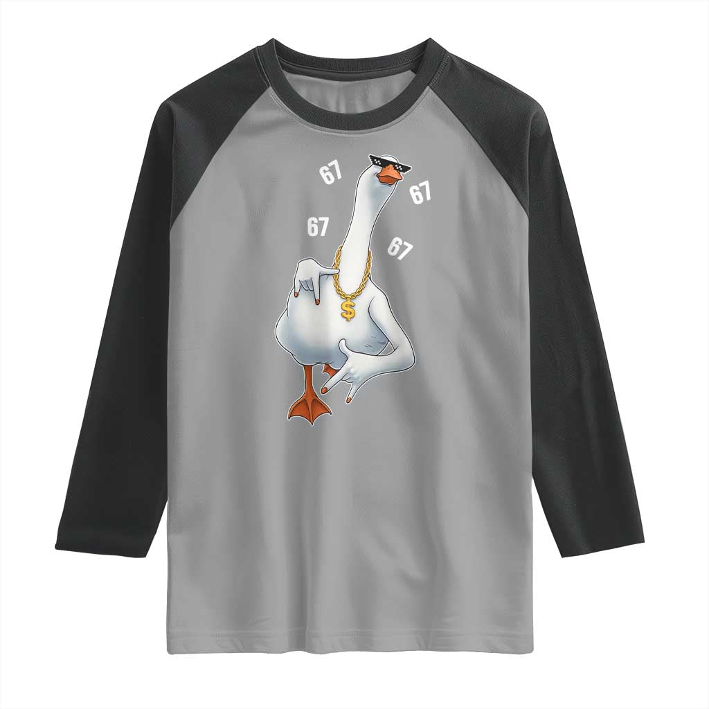 Funny 67 Cool Silly Goose Hip Hop Gangster Raglan Shirt TS11 Sport Gray Black Print Your Wear