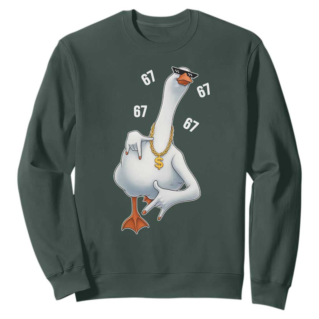Funny 67 Cool Silly Goose Hip Hop Gangster Sweatshirt TS11 Dark Forest Green Print Your Wear