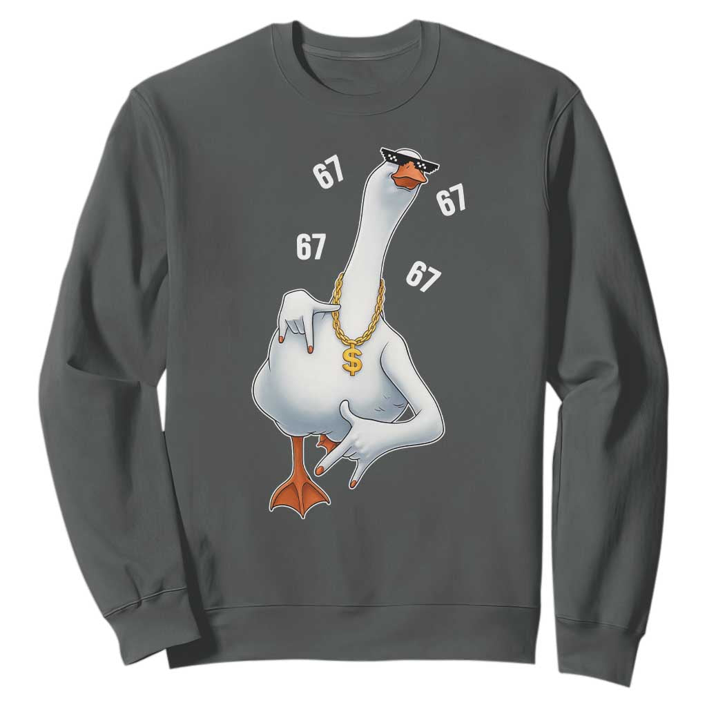 Funny 67 Cool Silly Goose Hip Hop Gangster Sweatshirt TS11 Dark Heather Print Your Wear