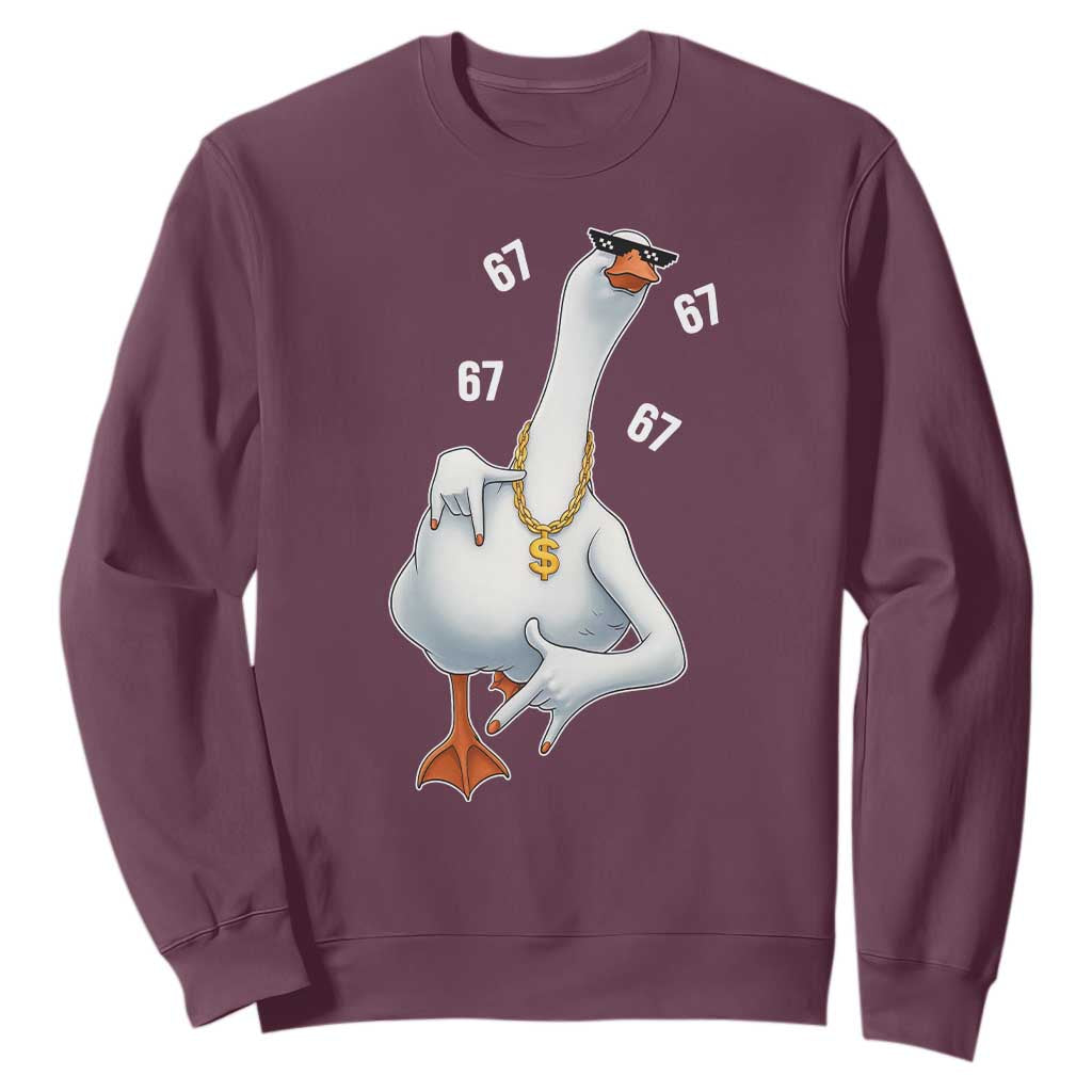 Funny 67 Cool Silly Goose Hip Hop Gangster Sweatshirt TS11 Maroon Print Your Wear