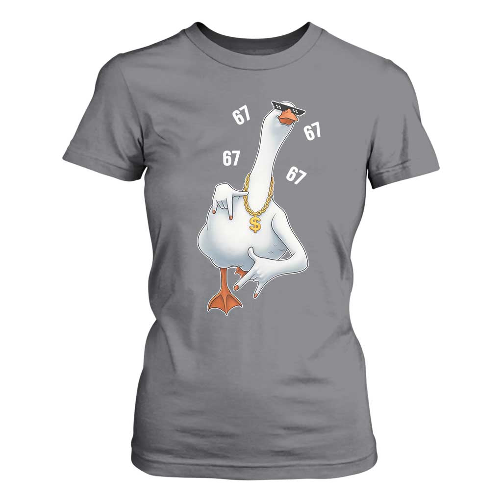 Funny 67 Cool Silly Goose Hip Hop Gangster T Shirt For Women TS11 Charcoal Print Your Wear