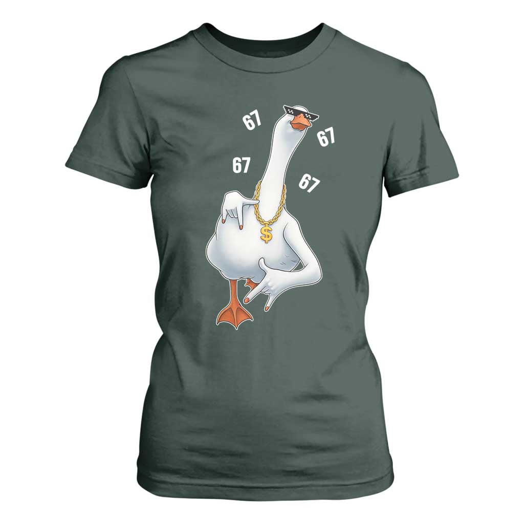Funny 67 Cool Silly Goose Hip Hop Gangster T Shirt For Women TS11 Dark Forest Green Print Your Wear