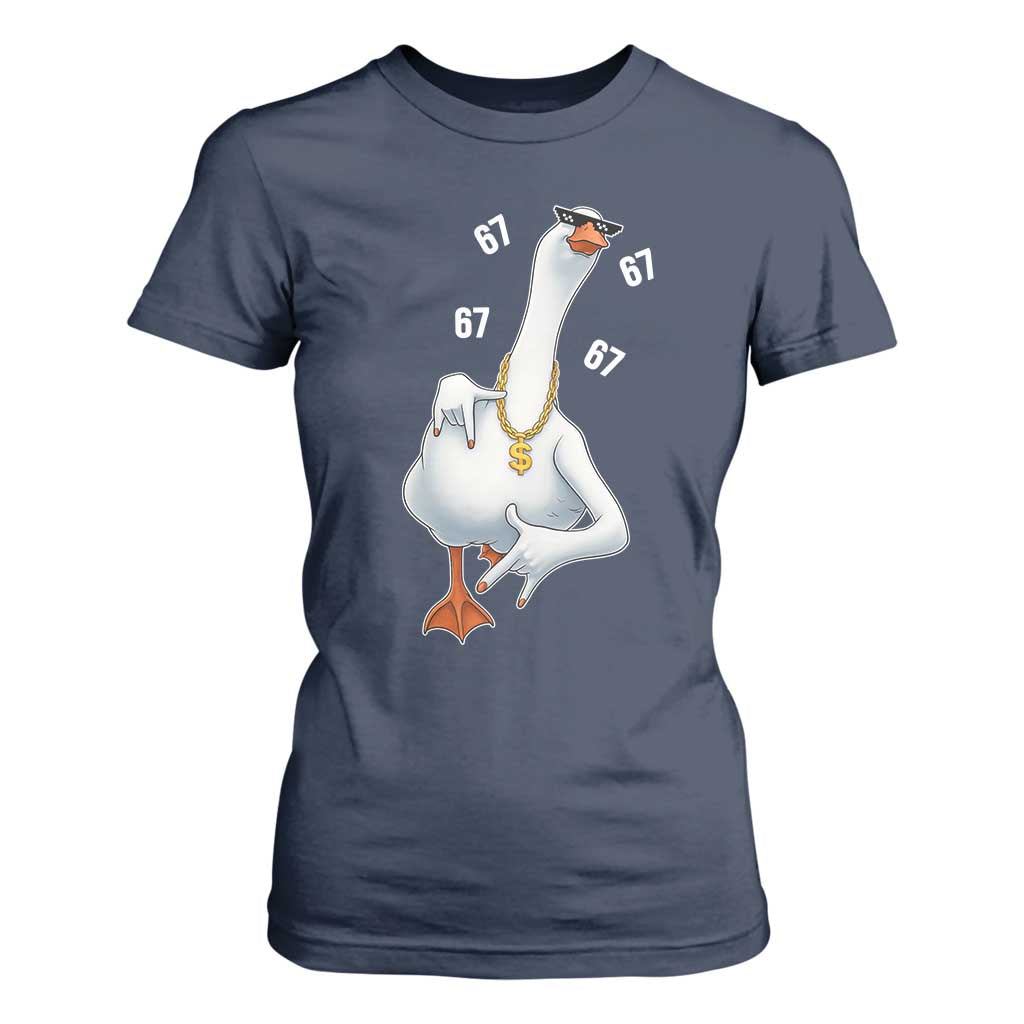 Funny 67 Cool Silly Goose Hip Hop Gangster T Shirt For Women TS11 Navy Print Your Wear