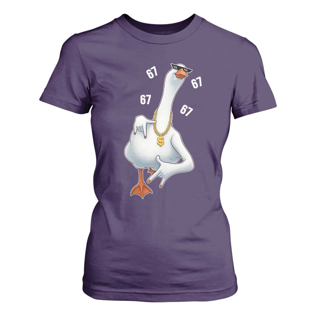 Funny 67 Cool Silly Goose Hip Hop Gangster T Shirt For Women TS11 Purple Print Your Wear
