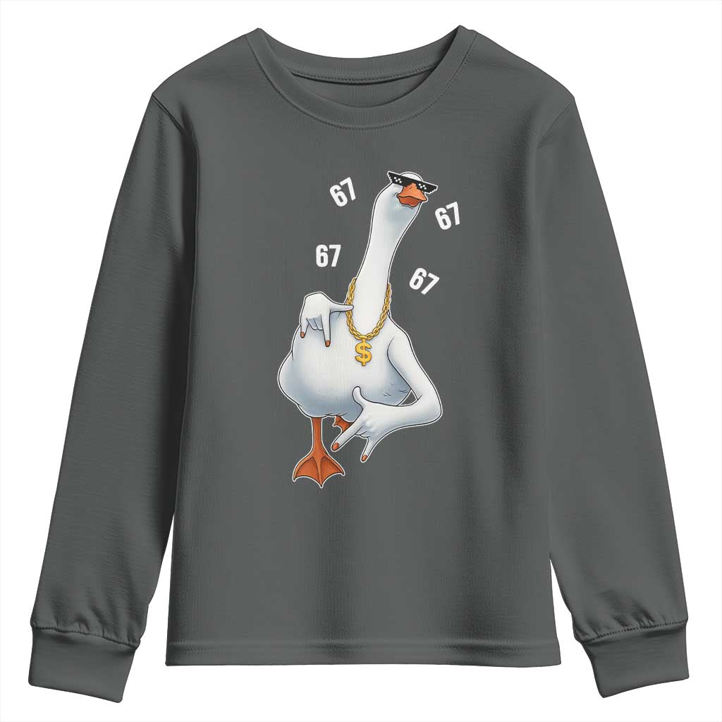 Funny 67 Cool Silly Goose Hip Hop Gangster Youth Sweatshirt TS11 Dark Heather Print Your Wear