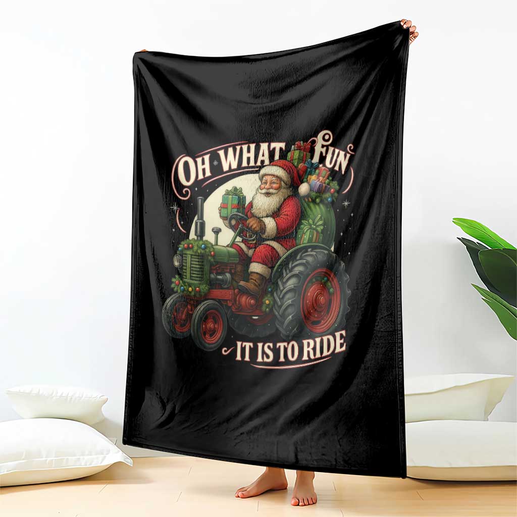 Funny Christmas Farmer Throw Blanket Oh What Fun It Is To Ride Santa Farm Tractor TS11 Print Your Wear