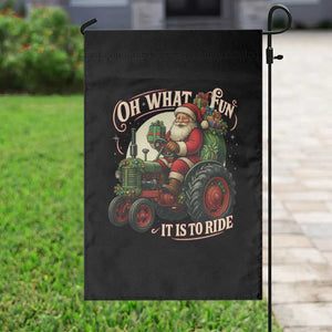 Funny Christmas Farmer Garden Flag Oh What Fun It Is To Ride Santa Farm Tractor TS11 Print Your Wear