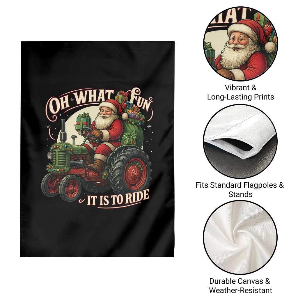 Funny Christmas Farmer Garden Flag Oh What Fun It Is To Ride Santa Farm Tractor TS11 Print Your Wear