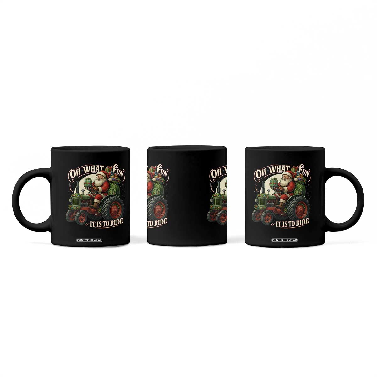 Funny Christmas Farmer Coffee Mug Oh What Fun It Is To Ride Santa Farm Tractor TS11 Print Your Wear