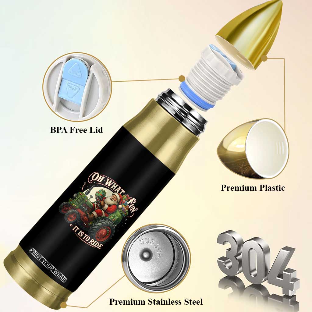 Funny Christmas Farmer Bullet Tumbler Oh What Fun It Is To Ride Santa Farm Tractor TS11 Print Your Wear