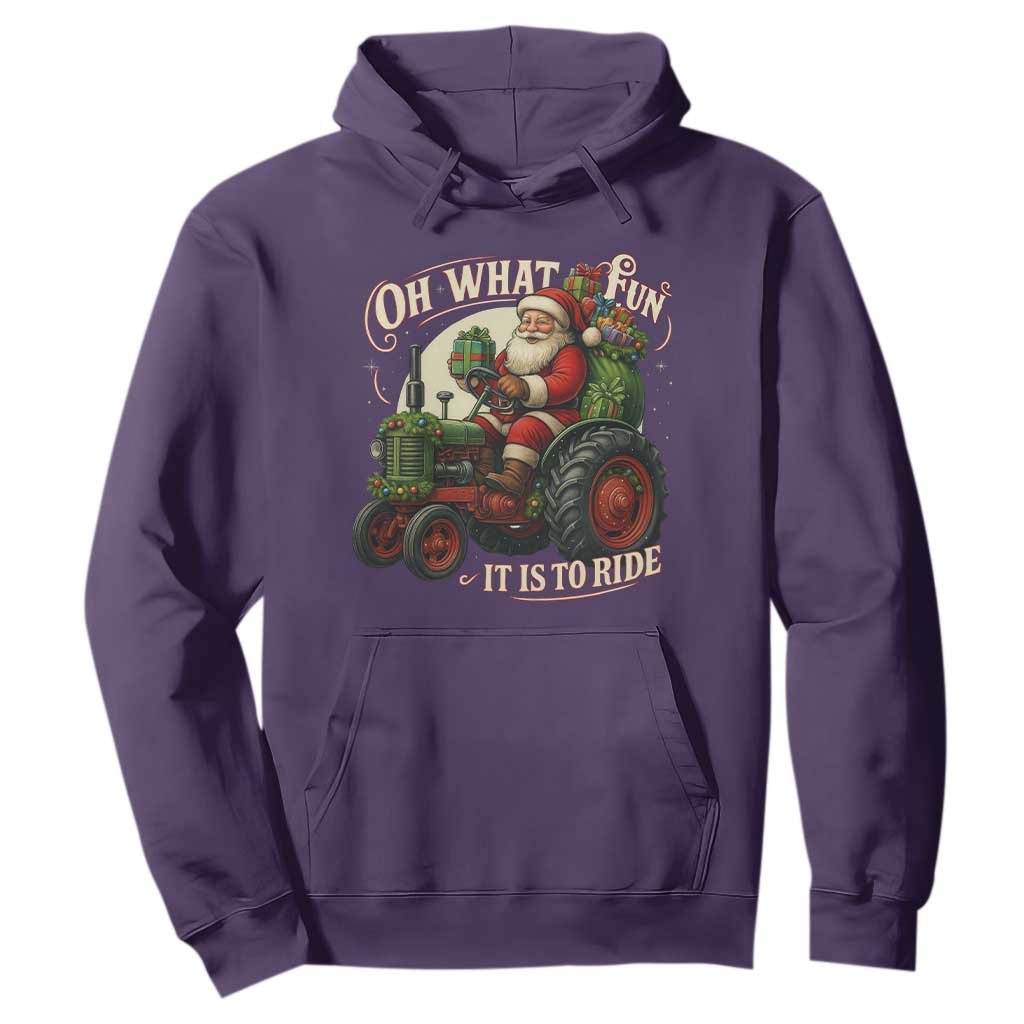 Funny Christmas Farmer Hoodie Oh What Fun It Is To Ride Santa Farm Tractor TS11 Purple Print Your Wear