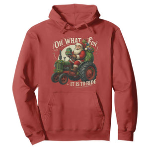 Funny Christmas Farmer Hoodie Oh What Fun It Is To Ride Santa Farm Tractor TS11 Red Print Your Wear