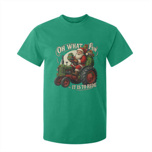 Funny Christmas Farmer T Shirt For Kid Oh What Fun It Is To Ride Santa Farm Tractor TS11 Irish Green Print Your Wear