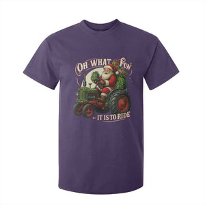 Funny Christmas Farmer T Shirt For Kid Oh What Fun It Is To Ride Santa Farm Tractor TS11 Purple Print Your Wear