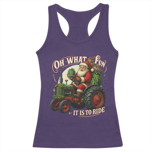 Funny Christmas Farmer Racerback Tank Top Oh What Fun It Is To Ride Santa Farm Tractor TS11 Purple Print Your Wear