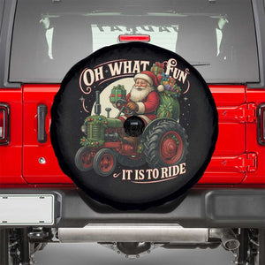 Funny Christmas Farmer Spare Tire Cover Oh What Fun It Is To Ride Santa Farm Tractor TS11 Black Print Your Wear