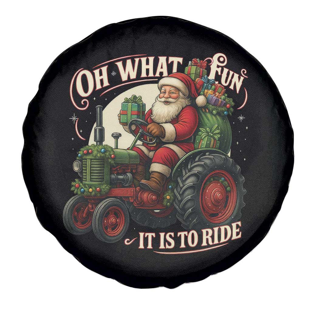 Funny Christmas Farmer Spare Tire Cover Oh What Fun It Is To Ride Santa Farm Tractor TS11 Print Your Wear