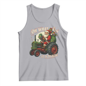 Funny Christmas Farmer Tank Top Oh What Fun It Is To Ride Santa Farm Tractor TS11 Athletic Heather Print Your Wear