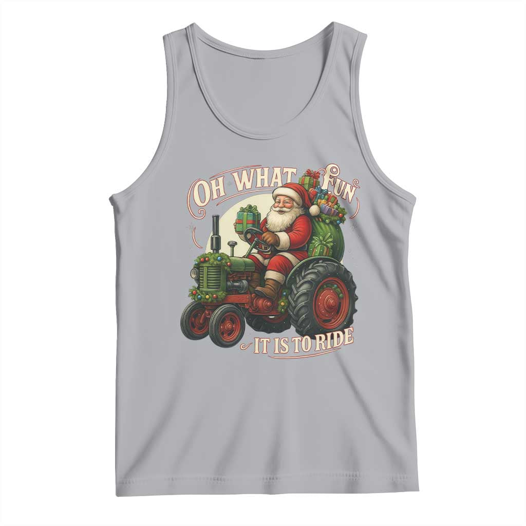 Funny Christmas Farmer Tank Top Oh What Fun It Is To Ride Santa Farm Tractor - Print Your Wear