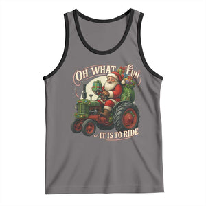 Funny Christmas Farmer Tank Top Oh What Fun It Is To Ride Santa Farm Tractor TS11 Deep Heather Black Print Your Wear
