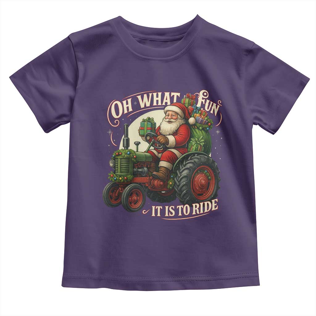 Funny Christmas Farmer Toddler T Shirt Oh What Fun It Is To Ride Santa Farm Tractor TS11 Purple Print Your Wear