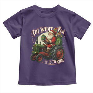 Funny Christmas Farmer Toddler T Shirt Oh What Fun It Is To Ride Santa Farm Tractor TS11 Purple Print Your Wear
