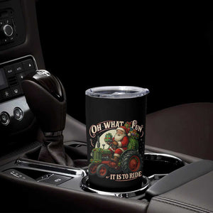 Funny Christmas Farmer Tumbler Cup Oh What Fun It Is To Ride Santa Farm Tractor TS11 Print Your Wear