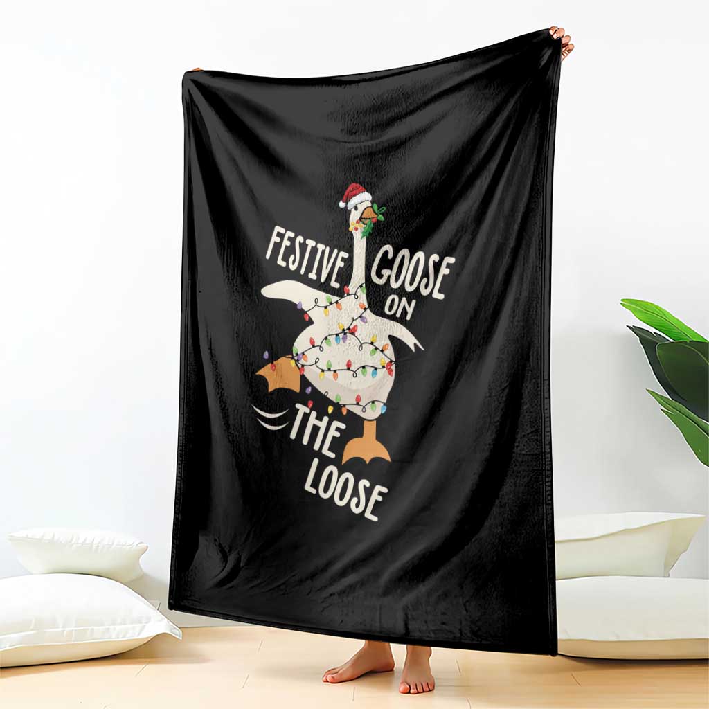 Funny Goose Christmas Throw Blanket Festive Goose On The Loose Xmas Lights TS11 Print Your Wear