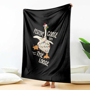 Funny Goose Christmas Throw Blanket Festive Goose On The Loose Xmas Lights TS11 Print Your Wear