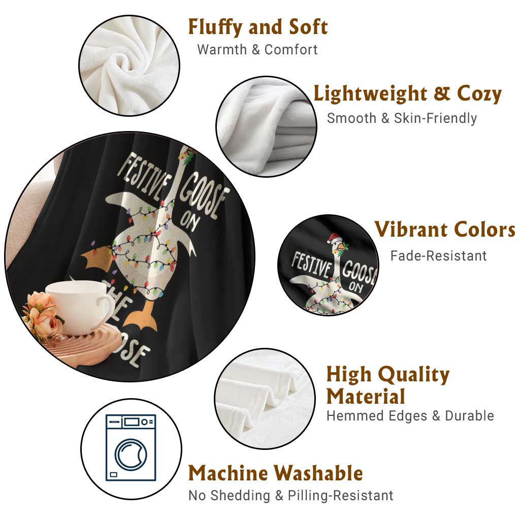 Funny Goose Christmas Throw Blanket Festive Goose On The Loose Xmas Lights TS11 Print Your Wear