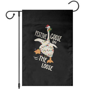 Funny Goose Christmas Garden Flag Festive Goose On The Loose Xmas Lights TS11 Black Print Your Wear