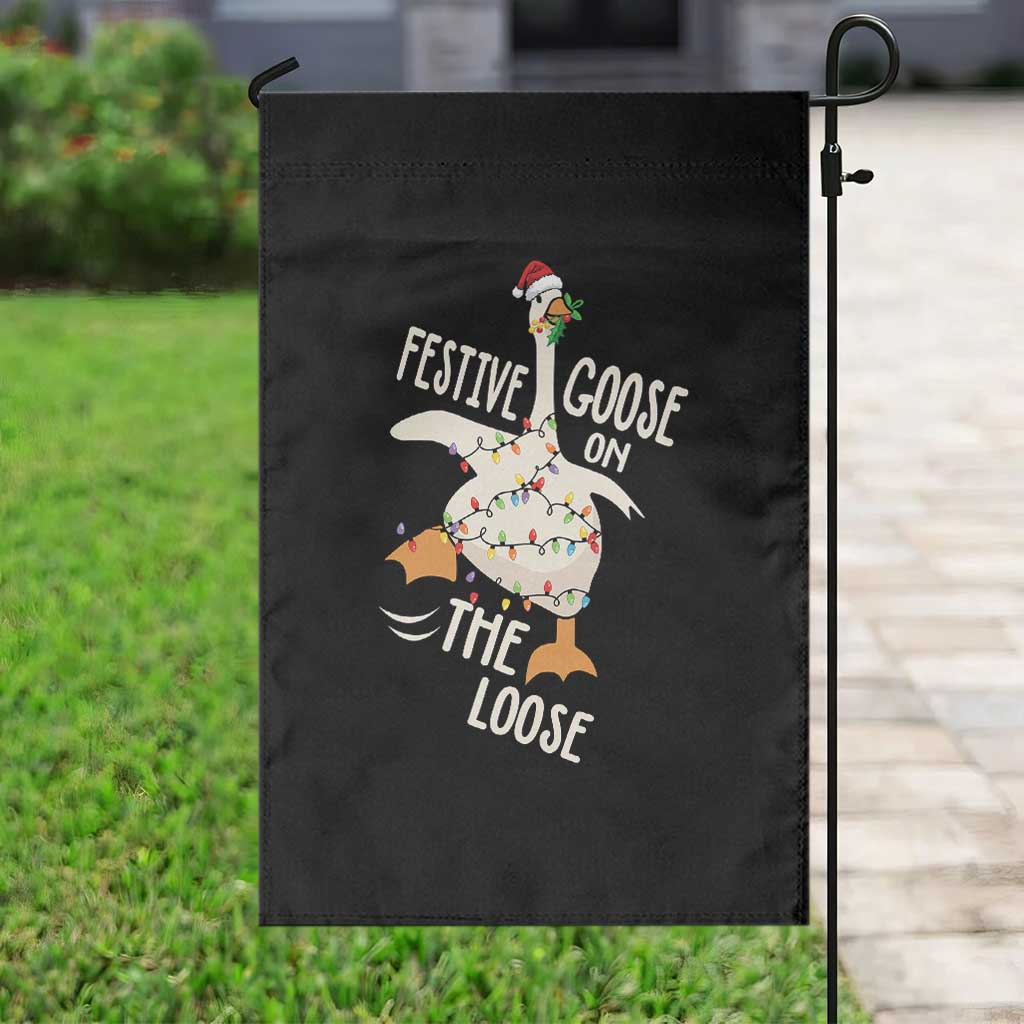 Funny Goose Christmas Garden Flag Festive Goose On The Loose Xmas Lights TS11 Print Your Wear