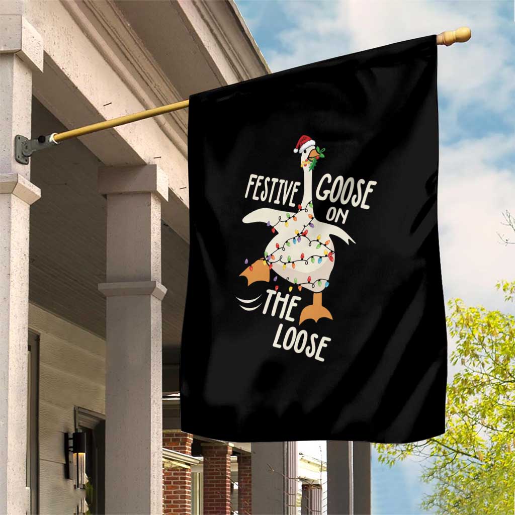Funny Goose Christmas Garden Flag Festive Goose On The Loose Xmas Lights TS11 Print Your Wear