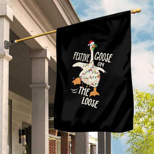 Funny Goose Christmas Garden Flag Festive Goose On The Loose Xmas Lights TS11 Print Your Wear