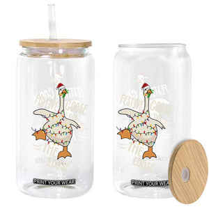 Funny Goose Christmas Glass Can Festive Goose On The Loose Xmas Lights TS11 Print Your Wear