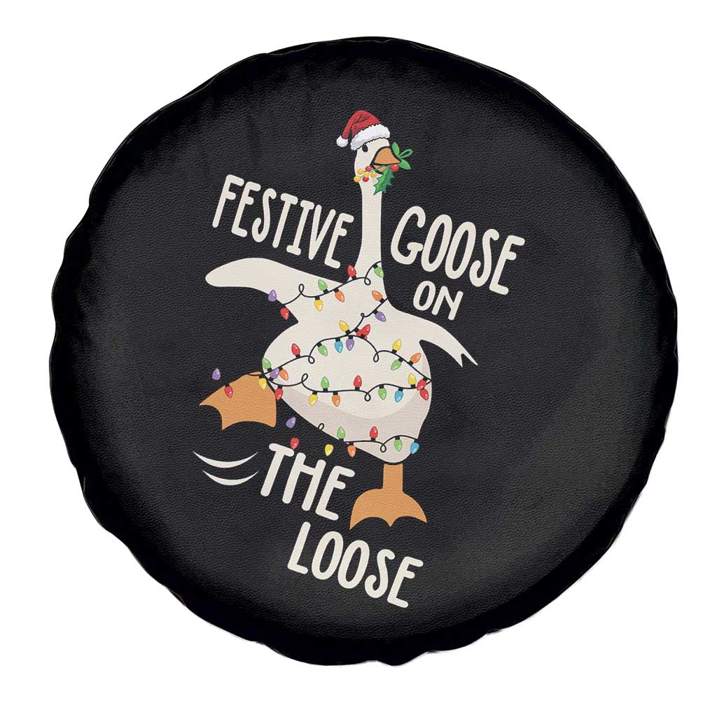 Funny Goose Christmas Spare Tire Cover Festive Goose On The Loose Xmas Lights TS11 Print Your Wear