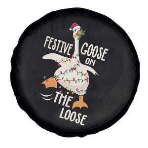 Funny Goose Christmas Spare Tire Cover Festive Goose On The Loose Xmas Lights TS11 Print Your Wear