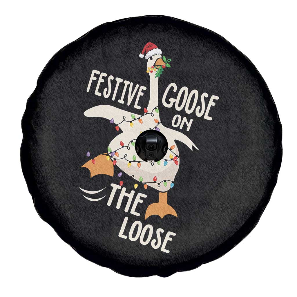 Funny Goose Christmas Spare Tire Cover Festive Goose On The Loose Xmas Lights TS11 Print Your Wear