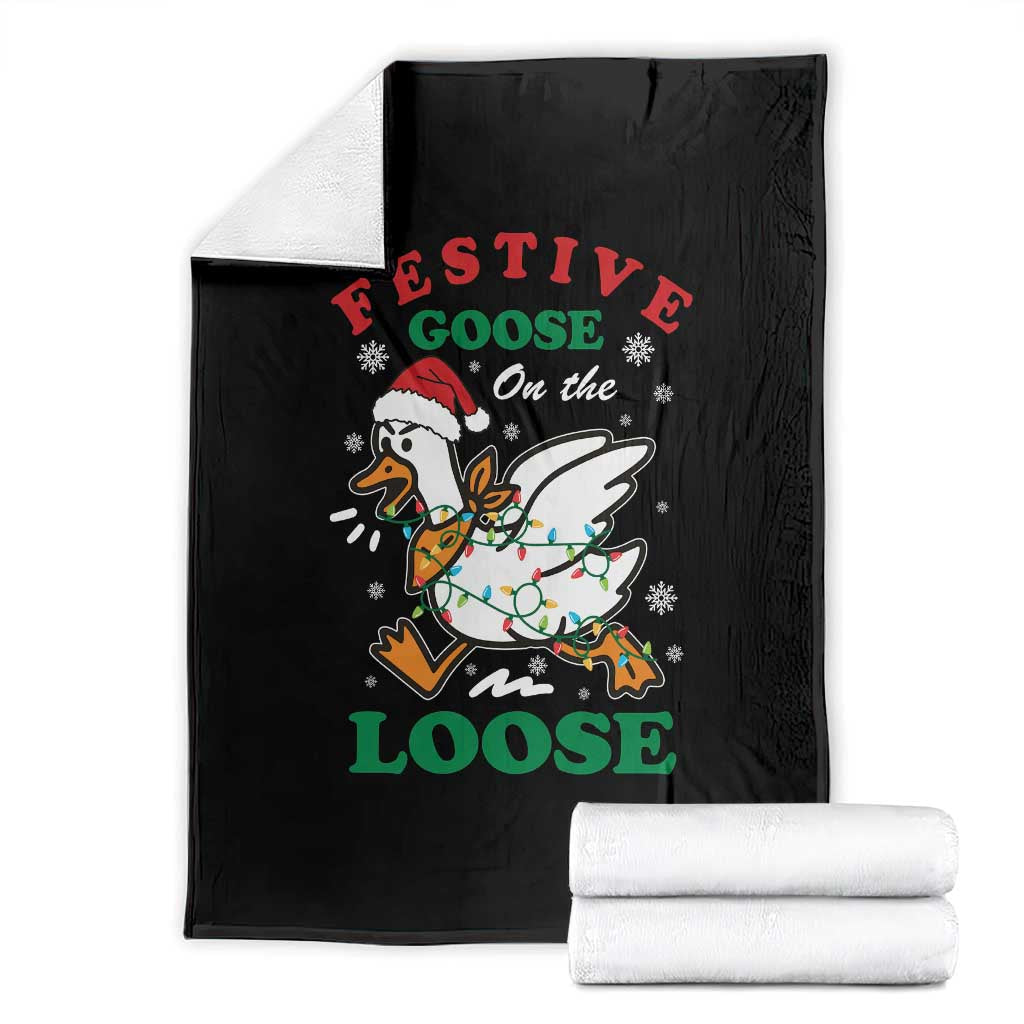 Funny Goose Christmas Throw Blanket Festive Goose On The Loose Xmas Holiday TS11 Black Print Your Wear