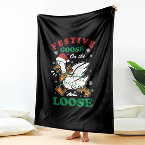 Funny Goose Christmas Throw Blanket Festive Goose On The Loose Xmas Holiday TS11 Print Your Wear
