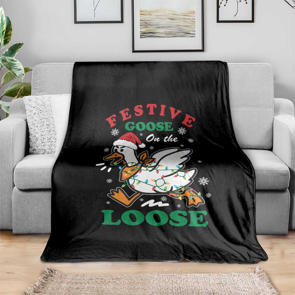 Funny Goose Christmas Throw Blanket Festive Goose On The Loose Xmas Holiday TS11 Print Your Wear
