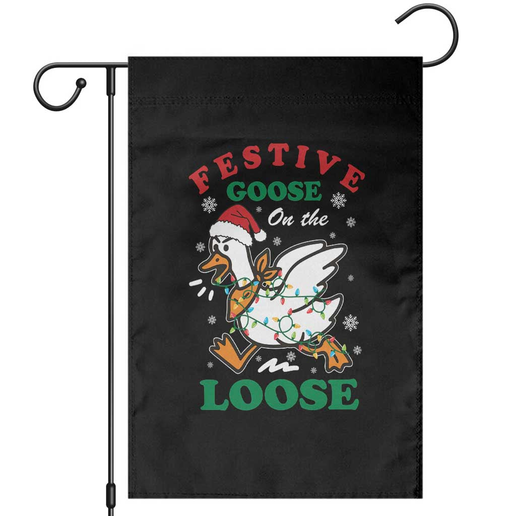 Funny Goose Christmas Garden Flag Festive Goose On The Loose Xmas Holiday TS11 Black Print Your Wear