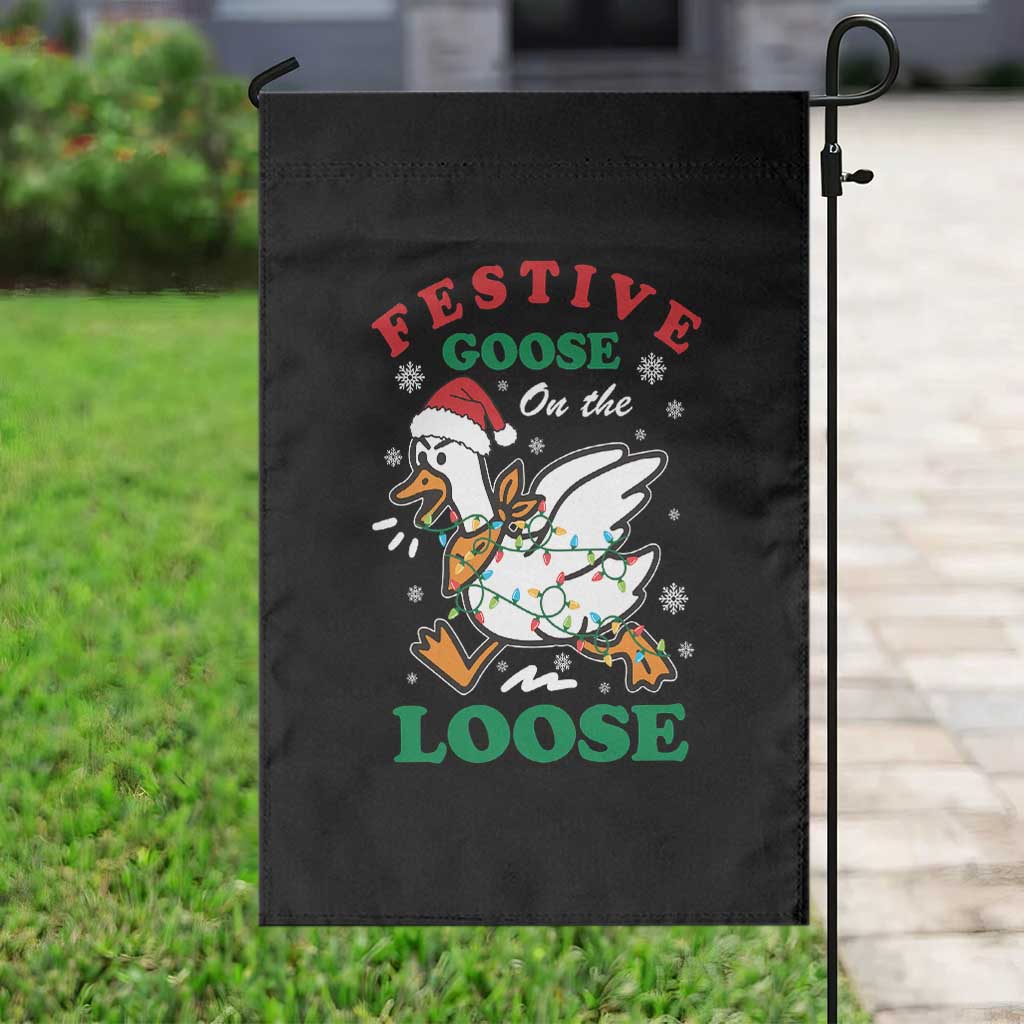 Funny Goose Christmas Garden Flag Festive Goose On The Loose Xmas Holiday TS11 Print Your Wear