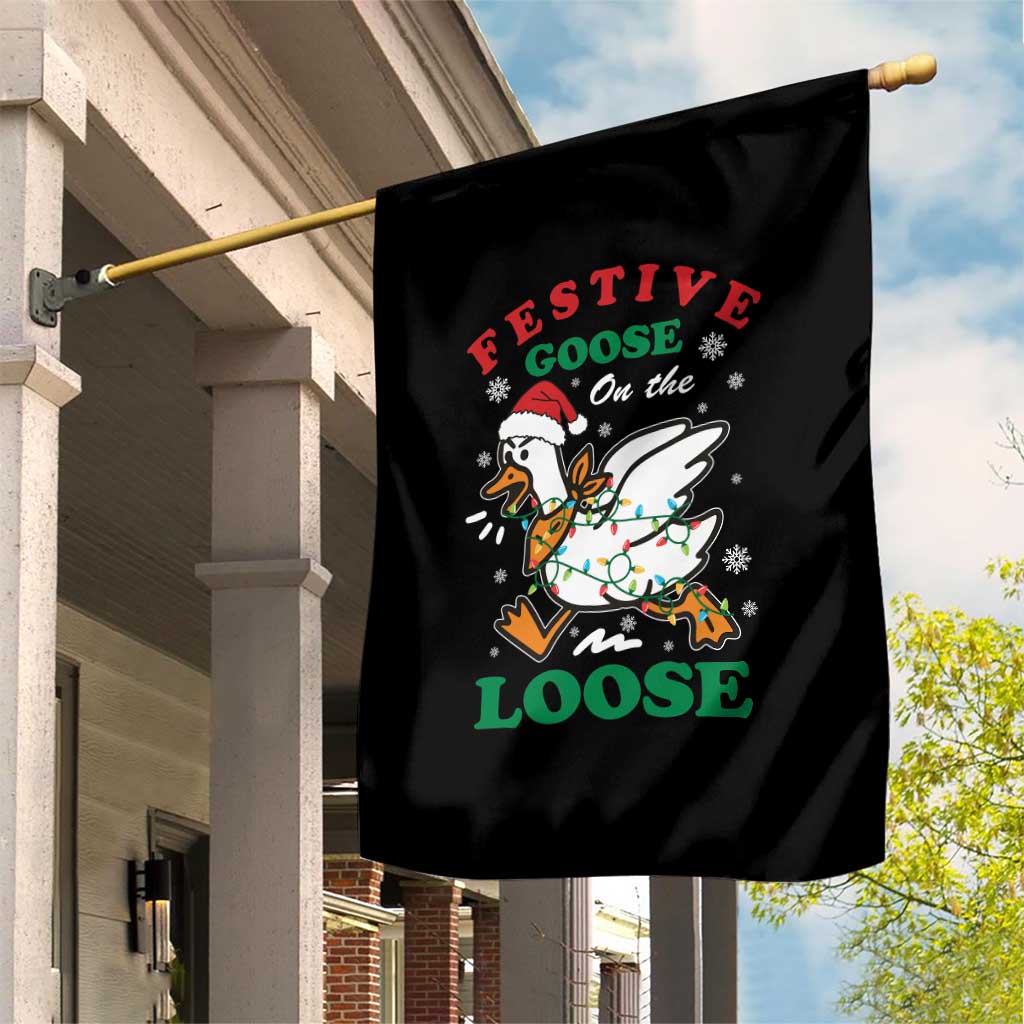 Funny Goose Christmas Garden Flag Festive Goose On The Loose Xmas Holiday TS11 Print Your Wear