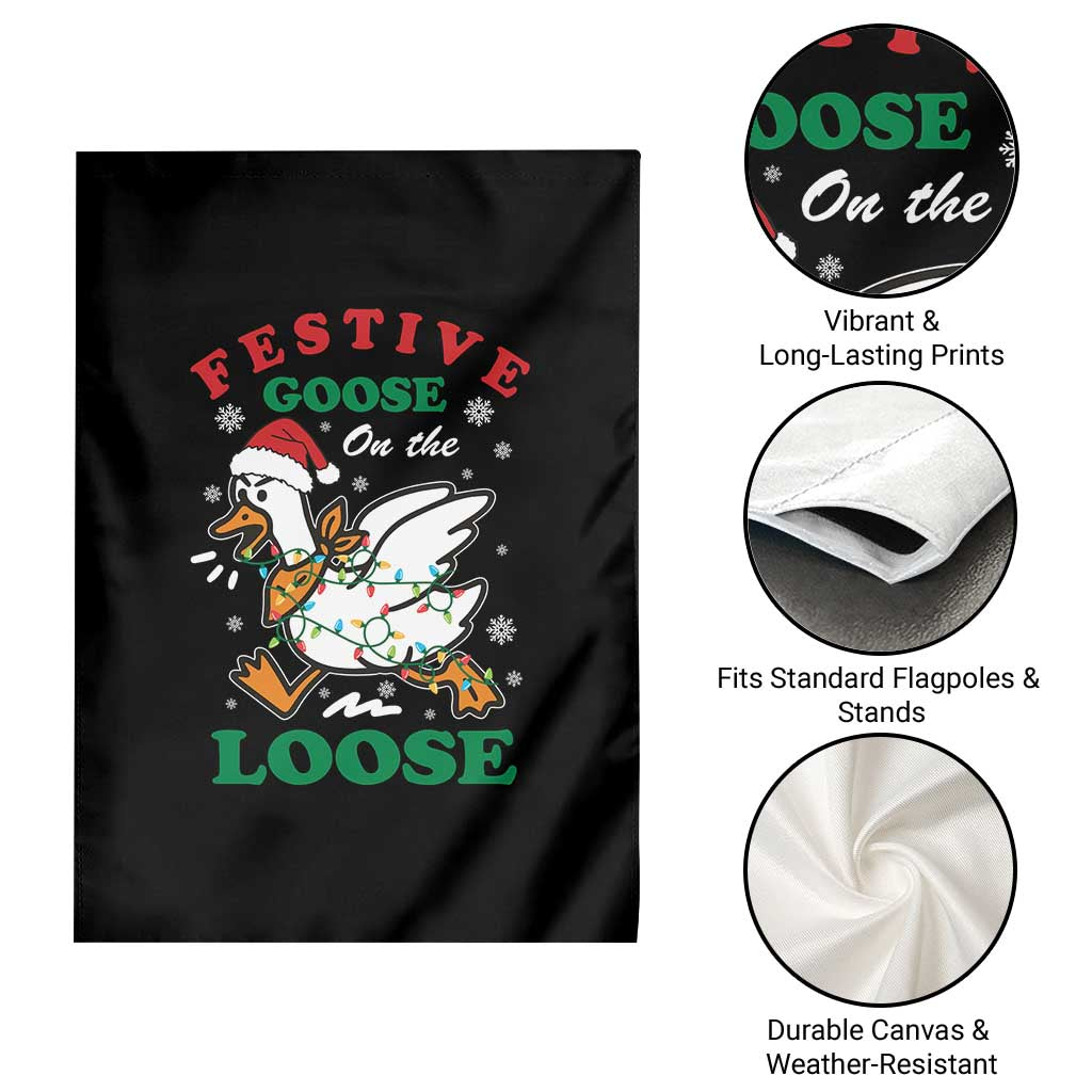 Funny Goose Christmas Garden Flag Festive Goose On The Loose Xmas Holiday TS11 Print Your Wear