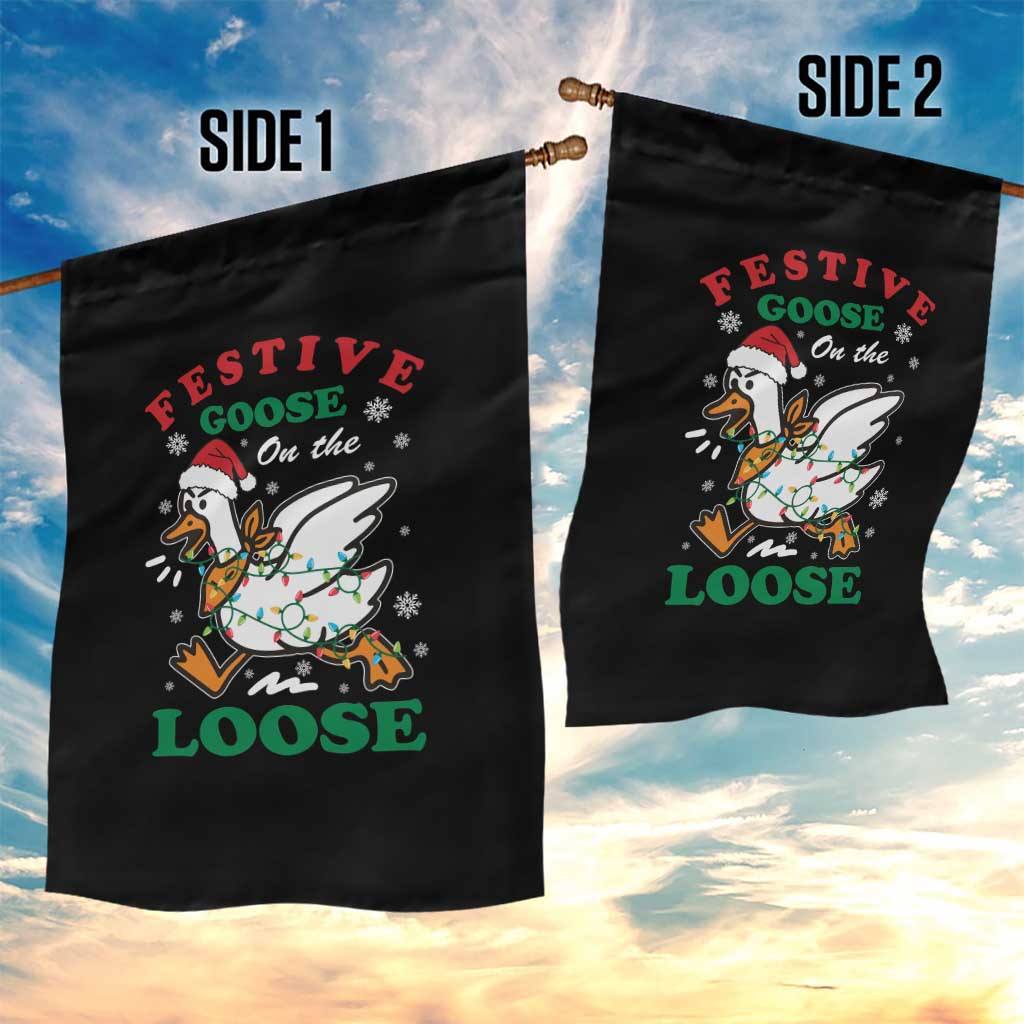 Funny Goose Christmas Garden Flag Festive Goose On The Loose Xmas Holiday TS11 Print Your Wear